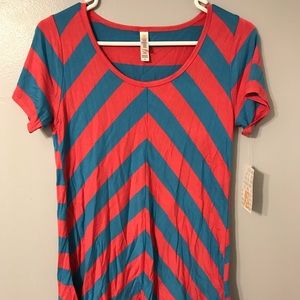 NWT Blue and Coral Striped Classic Tee